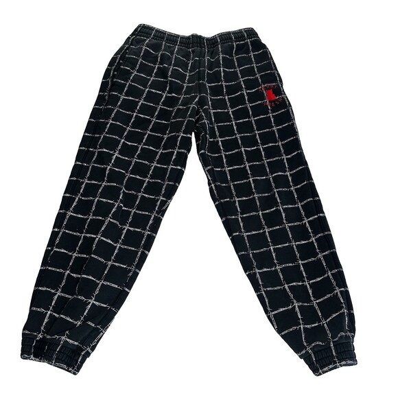 Teddy Fresh Women's Sweatpants Black Geometric Barbwire Pattern Size L 29x27 - Picture 1 of 10